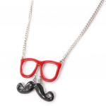 Les Tr&eacute;sors De Lily [J8211] - Collier cr&eacute;ateur 'Moustache' rouge noir punane