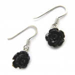 Les Tr&eacute;sors De Lily [N2981] - Boucles Argent 'Rosa Romantica' noir must