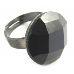 Les Tr&eacute;sors De Lily [N3075] - Bague Cr&eacute;ateur 'Sissi' noir must