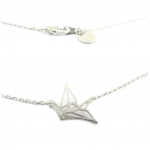 7bis [P6950] - K&auml;sitsi valmistatud h&otilde;bedane 'Origami' (lind) kaelakee - 16x12 mm h&otilde;be