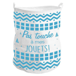 Les Tr&eacute;sors De Lily [Q1944] - Pani&egrave;re &agrave; linge coton 'Messages' bleu beige (Touche pas &agrave; mes jouets ! ) - 50x40 cm sinine