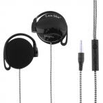 LS-Q140P Spordik&otilde;rvaklapid 3,5 mm k&otilde;rva-konksuga peakomplekt juhtnupuga k&otilde;rvaklapid mikrofoniga telefoni jaoks must