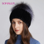 SOMALER Naiste ehtsast naaritsakarusnahast m&uuml;tsid Talvised soojad rebase karusnahast k&auml;sitsi &otilde;mmeldud m&uuml;ts T&uuml;drukute kapott Mood karusnaha sabad Naiste suusam&uuml;tsid must