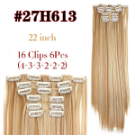 Leeonsi peaga 16 klambriga juuksepikendused, pikad sirged blondid pruunid, mustad, 6 tk/komplekt, 16 klambriga, 22 tolli s&uuml;nteetiline juukset&uuml;kk naistele