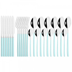 24 tk Must s&ouml;&ouml;giriistade komplekt nuga kahvel lusikas s&ouml;&ouml;gin&otilde;ude lauan&otilde;ude komplekt roostevabast terasest peegel teelusikad s&ouml;&ouml;giriistade h&otilde;ben&otilde;ude komplekt h&otilde;be/sinine