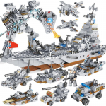 Ehitusplokid M&auml;nguasjad Tehniline veoauto m&auml;nguasi lastele Buldooser Ekskavaator Hariv m&auml;nguasi lastele &uuml;le 6-aastastele lastele S&uuml;nnip&auml;evakingitused Navy Robot-1000Pcs