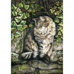 3D-teemanttikandid ristpistega &uuml;mmargune kivimaaling loom kass Full Round 20x25CM