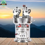 12-liitrine samovar 2 t&uuml;kki alumiiniumist teekann kingitus (Kahekordse sprinkleri sisemine pruulimine) Ekstra sisemine teekann, kurn T&uuml;rgi samovari teetseremoonia teepiknik 12 LİTERS