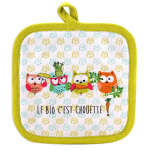 Les Tr&eacute;sors De Lily [A2425] &ndash; puuvillane potihoidja 'Chouettes' valge mitmev&auml;rviline (orgaaniline on suurep&auml;rane! ) - 20x20 cm mitmev&auml;rviline