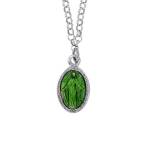 Les Tr&eacute;sors De Lily [R6039] &ndash; k&auml;sit&ouml;&ouml;na valmistatud h&otilde;bedane kaelakee Virgin Mary h&otilde;beroheline (roodiumiga kaetud) - 10x7mm roheline
