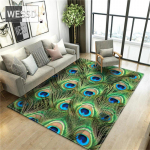 Luksuslik roheline vaip kaasaegsele diivanilauale elutoa 3D-p&otilde;randamatt linnusulgedega, tr&uuml;kitud magamistoaga vaibad, tugitoolimatt 150x240cm 1pcs