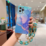 Ruudukujuline marmorist kestaga rihma randmepael kett telefoni&uuml;mbris iPhone 13 Pro Max 11 12 Pro Max pehme silkoonist kaamera kaitsekate For iPhone 12