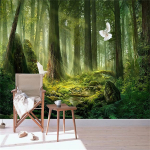 Salap&auml;rane metsaseinatabel Rohelise taime 3D seinamaaling, suur seinamaaling elutuppa Magamistoa Kontori &otilde;pperuumi. 200 cm(W) x 140 cm(H)