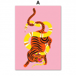 Tiigriema Multikas Loom Roosa Metsik Tiiger Madu Sein Kunst L&otilde;uend Maali P&otilde;hjamaade Plakatid Prindid Pildid Lapsed Elutoa sisustus Ilma raamita 21*30cm