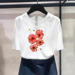 Aasia suuruse printiga naiste naiste T-leopardi kirjade trend 90ndate r&otilde;ivad vabaaja naiste suvine graafiline triiks&auml;rk Moodne l&uuml;hikeste varrukatega T-s&auml;rk S