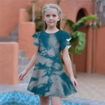 T&uuml;drukute sinise Tornaado mustriga kleidid Lastele T&uuml;drukute Peokleit Liibuv Liibuv L&uuml;hikeste Varrukatega Seelik &Uuml;le 4-aastastele T&uuml;drukutele 80 sinine