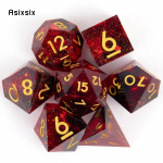 7 tk Red Resin kuldne number terava servaga t&auml;ringud, mitmetahulised t&auml;ringud, mis sobivad rollim&auml;nguks RPG Pathfinder lauam&auml;nguks VariantValue
