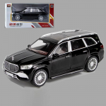 1:24 skaalaga GLS600 metallist automudel, survevalu sulamist simulatsiooniga automudelid, 6 ust saab avada koos heli- ja valgusm&auml;nguasjadega lastele kaunistuseks 1/24-22x9.5x7.5cm must