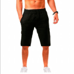 Uued meeste puuvillased linased l&uuml;hikesed p&uuml;ksid meeste suvised hingavad &uuml;hev&auml;rvilised linasest p&uuml;ksid Fitness t&auml;navar&otilde;ivad S-3XL XXL must