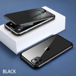 Spioonivastane kaitse&uuml;mbris iPhone 15 14 Pro Max 13 Pro 12 11 XR XS X 8 7 kahepoolse l&auml;bipaistva klaas&uuml;mbrise magnetilise privaatsusega telefoni kate For iPhone 11 must