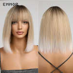 S&uuml;nteetiline Ombre must kuni heleblond parukas tukkidega Bobo Hair Parukad Cosplay Natural Kuumakindlad Parukad Naiste Parukas