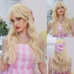 Naiste Halloweeni lihav&otilde;ttep&uuml;hade simulatsiooniparukas Pikk lokkis parukas Cospaly t&auml;ispeakate Roosi juustest v&otilde;rk peakate Ilukaunistusega parukas 70cm 27.55 Inch sinine