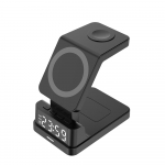 4-&uuml;hes kiirlaadiv juhtmevaba laadija iPhone 14 13 12 Pro Max Xiaomi Airpodide jaoks Apple Watch 15W Magsafe alus koos &auml;ratuskellaga With Clock must