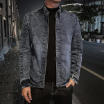 Teksad s&uuml;gisel ja talvel pluss sametine vintage teksajakk Meeste korea versioon &otilde;hukesest t&ouml;&ouml;riistajopest L must