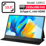 Kaasaskantav monitor IPS / 1920x1080 / Type-C / HDMI / 3,5 mm pesa / teine ​​ekraan s&uuml;learvutile 13.3 inch