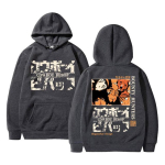 Anime Cowboy Bebop Space Spike Spiegel Jet Faye Graafiline Huppar Unisex'i Vintage Hupparid Streetwear Unisex Naiste Lahtine Manga Dressipluus XL gray