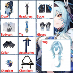 M&auml;ng Kost&uuml;&uuml;mid Eula Cosplay Eula Anime Feminino Ganyu Halloweeni Kost&uuml;&uuml;mid Naistele Anime Figuuri&uuml;likond Parukas Riietus L-(Full set+wig)