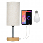 &Ouml;ine laualamp Soe valge LED-pirniga lauavalgusti puutetundlik USB A US Plug beež