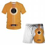 3D Prinditud Meeste Muusikariistad kitarr T-s&auml;rk L&uuml;hikesed p&uuml;ksid Komplekt Meeste Spordir&otilde;ivad Spordidress O Kaelus L&uuml;hikeste Varrukatega Meeste R&otilde;ivaste &uuml;likond S