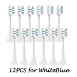 12 tk asendusharjapead Xiaomi Mijia T300/t500/t700 Sonic elektrilise hambaharja jaoks, pehmete harjastega korgid vaakumpaketi otsikud 12WhiteBlue