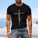 Meeste T-s&auml;rk Tee graafiline s&auml;rk vabaaja stiil klassikalises stiilis lahe s&auml;rk Graafilised prindid Cross Faith Crew Neck Hot Stamping Street Vacation 6XL