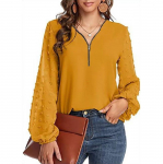 S&uuml;gisene naiste pluus avara t&otilde;mblukuga V-kaelusega Jacquard pikkade varrukatega splicing Lantern varrukad &uuml;hev&auml;rvilised sobivad p&otilde;hjaga s&auml;rk S kollane