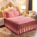Luksuslik talvine kiire, soe sametvoodi seelik &uuml;lipehme paks flanellist tepitud voodikate libisemisvastane voodikate, ei kuulu komplekti 1pc 140x200x45cm roosa
