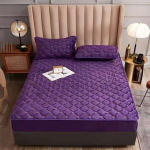 Paks tepitud sametmadratsi kate Tikitud &uuml;hev&auml;rviline madratsi kate L&uuml;hike pl&uuml;&uuml;sis voodipadjakate, ilma padjap&uuml;&uuml;rita 2pcs pillowcases lilla