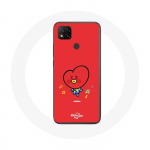 Coque pour Xiaomi Redmi 9C BTS Bangtan Gar&ccedil;ons BT21 TATA V Fond Rouge