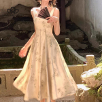 Prantsuse stiilis retro elegantne varrukateta sling-kleit suvine uus naiste satiintr&uuml;kiga kitsas ni&scaron;idisain kleit S valge