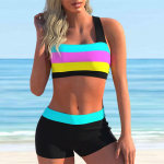 Naiste &otilde;lapaeltega ujumistrikoo kamuflaaž Stars Print Bikini Tankini ujumistrikoo S valge