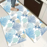 1 tk Sinine sinakassinine korallimustriga vaip Ocean Beach teemavaip, libisemiskindel p&otilde;randamatt Magamistoa k&ouml;&ouml;gi sisep&otilde;randa sisekujunduseks 40*60cm