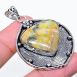 Natural Bumble Bee Jasper Gemstone 925 Sterling Silver Pendant 2.05 g3v69