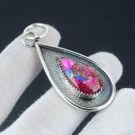 Roosa Kuningas Mees Okas-austri ripats, Dahlia t&uuml;rkiis 925 sterlingh&otilde;be ripats, pirnikujuline v&auml;&auml;riskivi ripats, okas-austri kaunis ripats 2.16 roosa