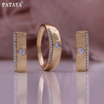 PATAYA Rectangle Shape Inlaid White Artificial zircon Beautiful Earrings And Ring Combo Set 7
