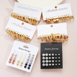 IF ME 54Pairs/set Colorful Artificial Pearls Zircon Stud Earring Set Gold Hoop Earrings for Women Jewelry Accessories