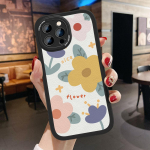&Otilde;huke naha tunne Cartoon Lilled Pehme silikoonist PU-nahast kaanega telefoni&uuml;mbris iPhone'ile Samsung Huawei Honor Xiaomi Redmi OPPO Realme Vivo Vivo Y91C/Y1S must