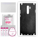 apgo Protective Skin Sticker for the back+sides compatible with Xiaomi Redmi Note 8 Pro, Full Wrap Film, Foil, Vinyl - Pattern Black Leather