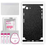 apgo Protective Skin Sticker for the back+sides compatible with Apple iPhone SE 2022, Full Wrap Film, Foil, Vinyl - Pattern Black Honeycomb
