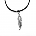 Mood Antiik h&otilde;bedase v&auml;rvi sulgedega ripats Kaelakee Leaf Choker must nahast n&ouml;&ouml;rist kett kaelakeed naiste ehted